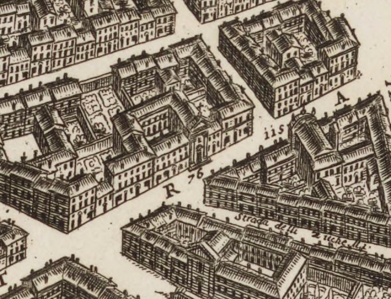 Santa Francesca Romana a Strada Felice nella pianta di Roma di Giovanni Battista Falda del 1676