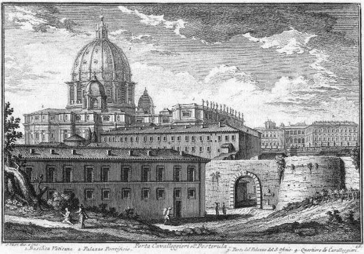 Porta Cavalleggeri in un'incisione di Giuseppe Vasi del 1747