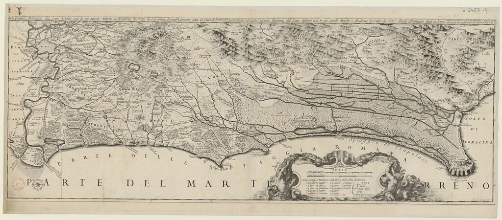 Carta di Giacomo Filippo Ameti del 1693 con Valle Canuta e Campi Aureli