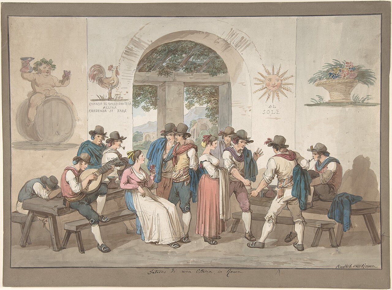 Bartolomeo Pinelli, interno di un'osteria romana, 1817