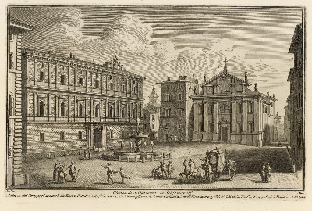 Giuseppe Vasi, veduta della chiesa di San Giacomo in Scossacavalli