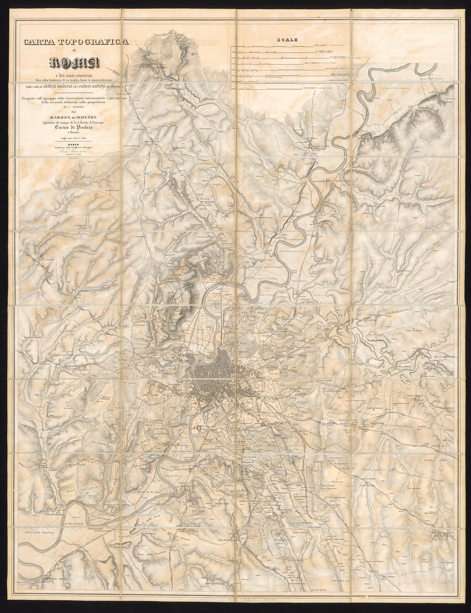 Helmuth von Moltke, carta topografica completa di Roma e dei suoi contorni, 1852